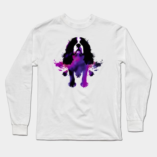 King Charles Spaniel English Toy Spaniel Watercolor Art Long Sleeve T-Shirt by Furrban